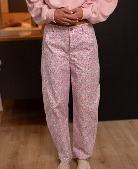 OLYRA pantalon rose fleuris
