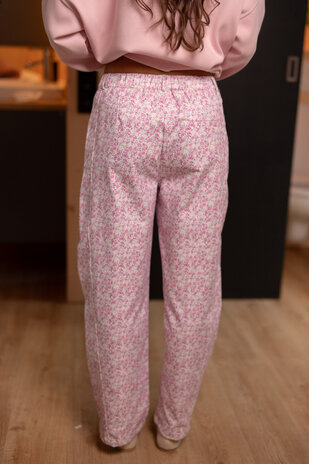 OLYRA pantalon rose fleuris