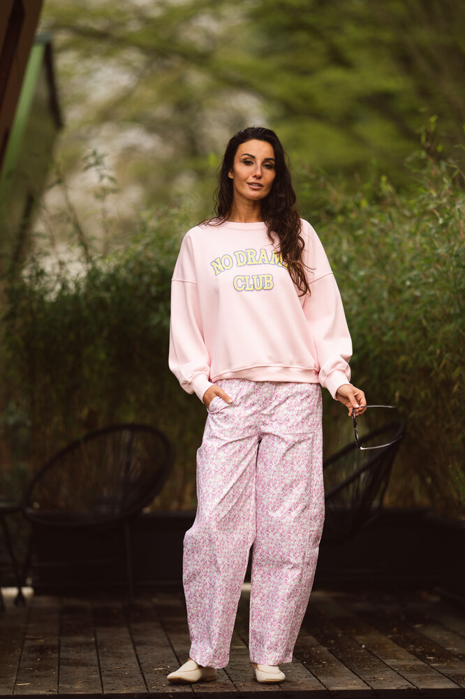 OLYRA pantalon rose fleuris