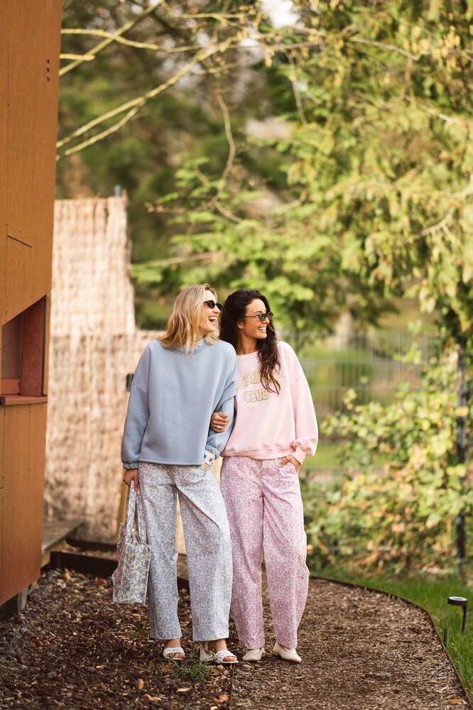 OLYRA pantalon rose fleuris