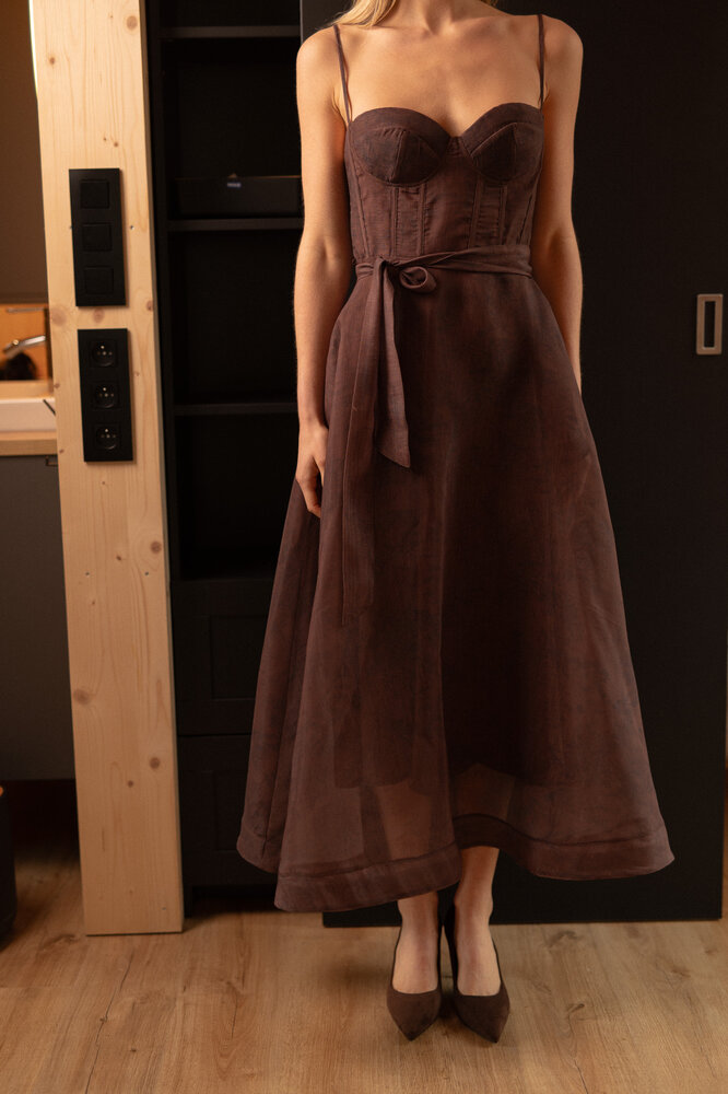 YLORA longue robe marron