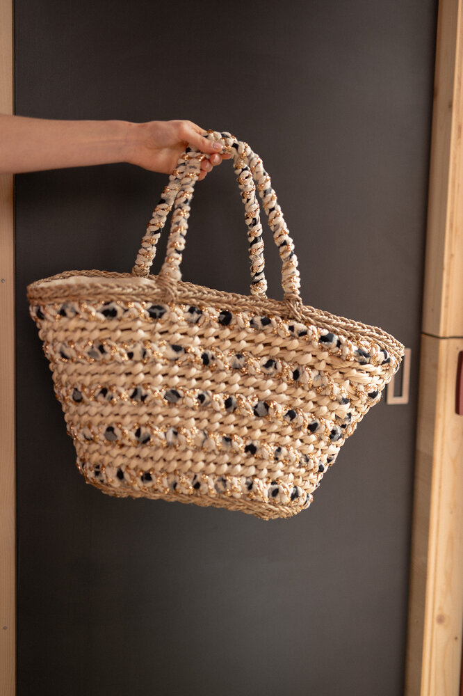 NYXELLE panier en paille léopard