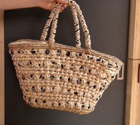 NYXELLE panier en paille léopard