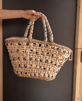 NYXELLE panier en paille léopard