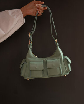ELVORY sac cuir grainé vert clair
