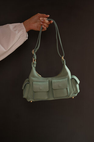 ELVORY sac cuir grainé vert clair
