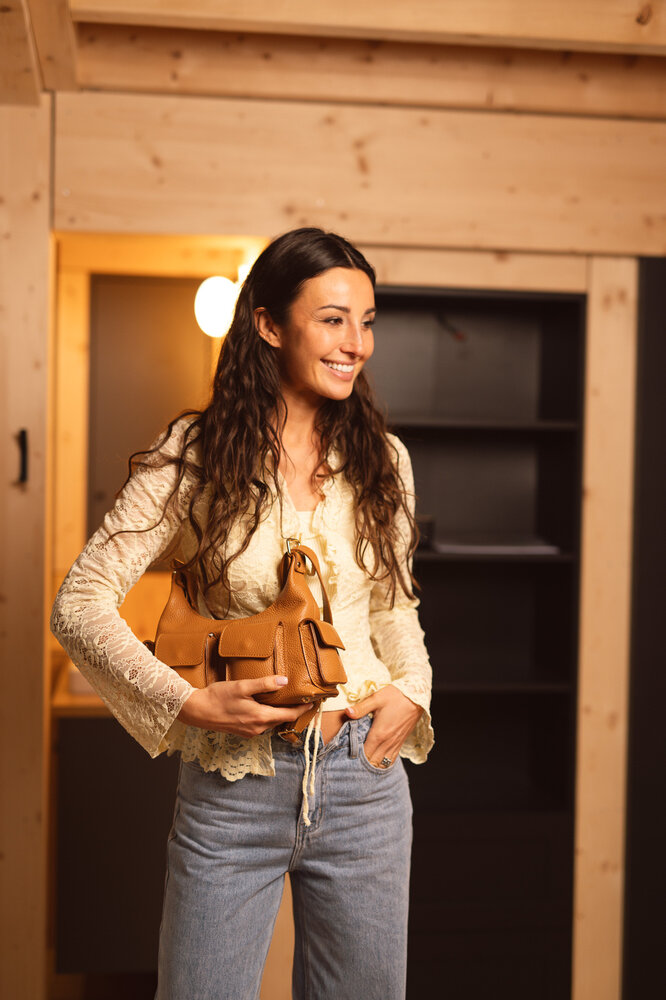 ELVORY sac cuir grainé camel