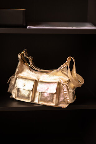 SOLARAE sac cuir irisé or