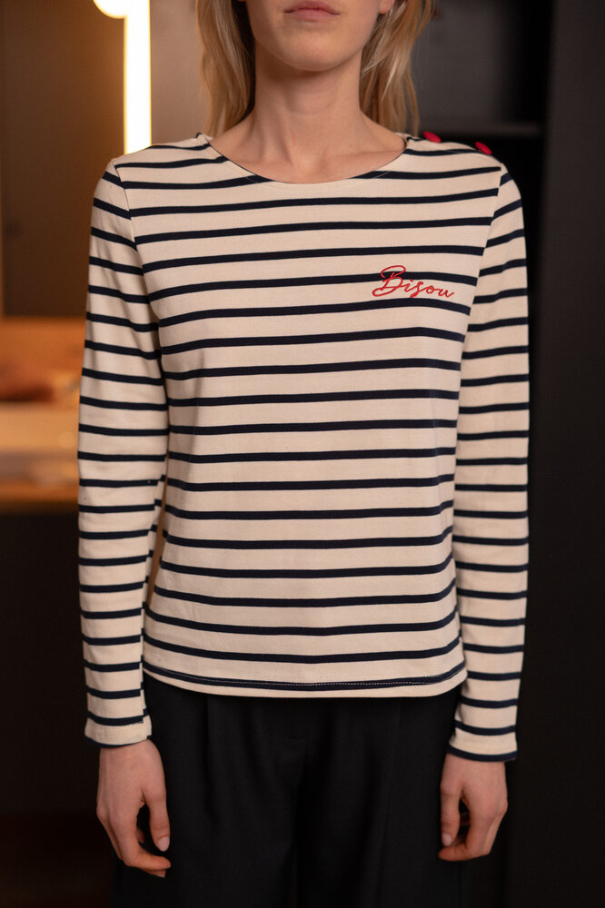 CAMILLE marinière écru et marine