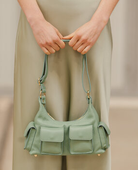 ELVORY sac cuir grainé vert clair