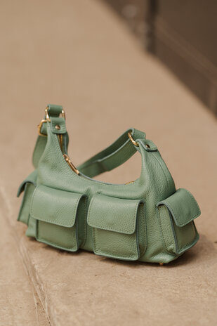 ELVORY sac cuir grainé vert clair