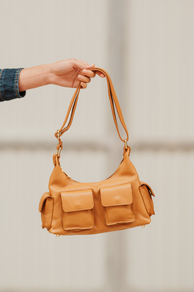ELVORY sac cuir grainé camel