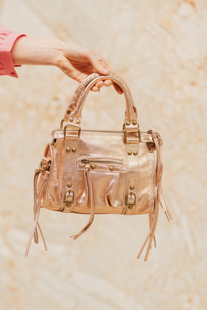 JUDYA sac or rose a franges