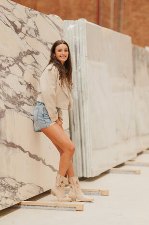 AVERYN bottines suédine beige