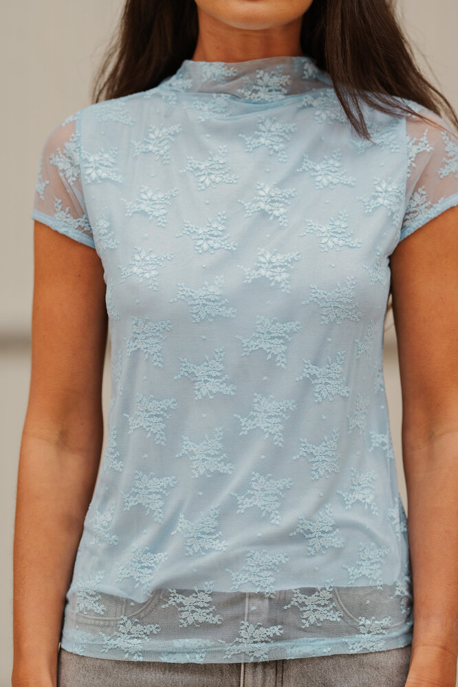 LYNORIA blouse dentelle bleu