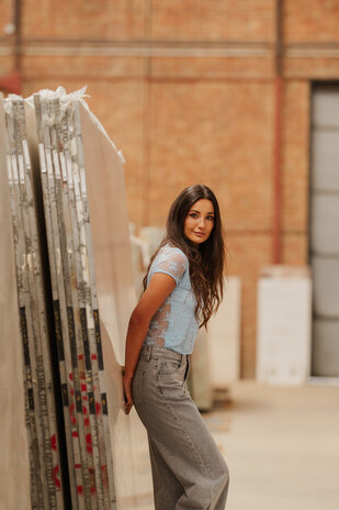 LYNORIA blouse dentelle bleu