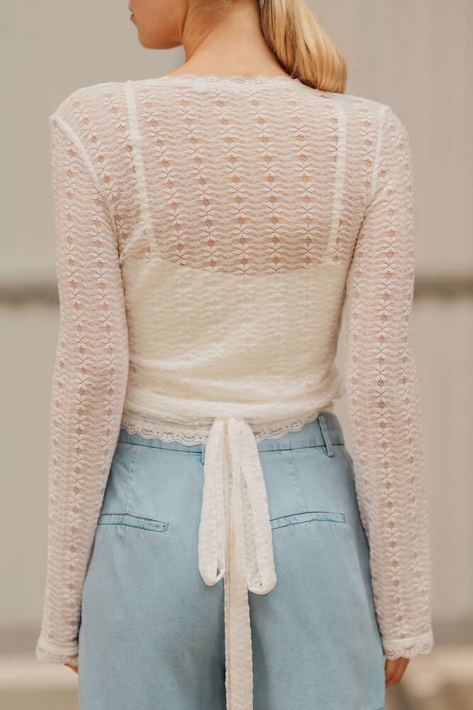 VIRELIA blouse cache-cœur blanche dentelle