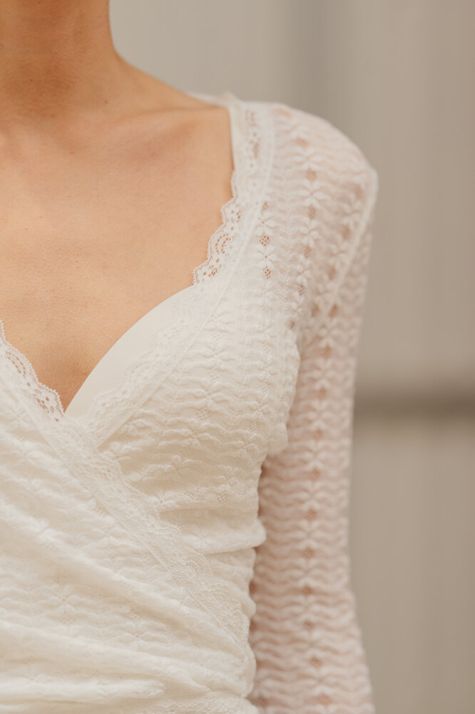 VIRELIA blouse cache-cœur blanche dentelle
