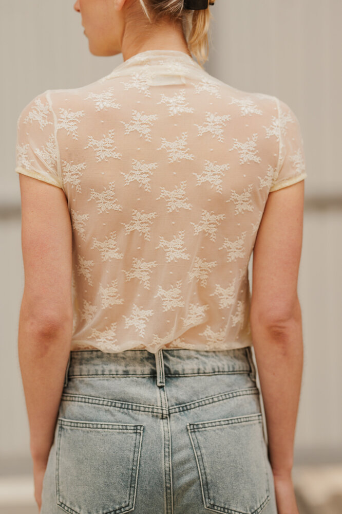 LYNORIA blouse dentelle jaune