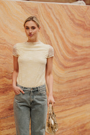 LYNORIA blouse dentelle jaune