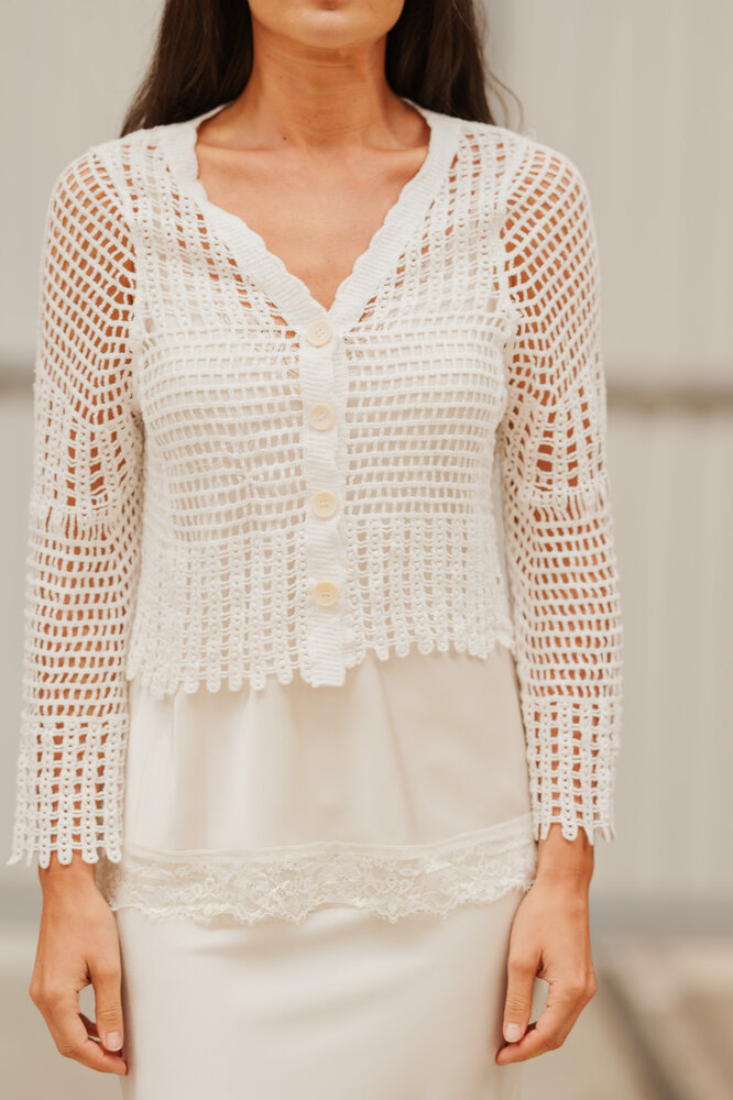 ZAVELYA gilet blanc crochet