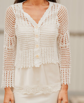 ZAVELYA gilet blanc crochet