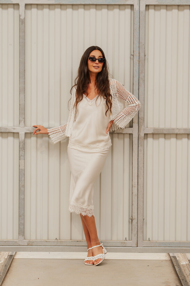 VELYRA longue jupe écru