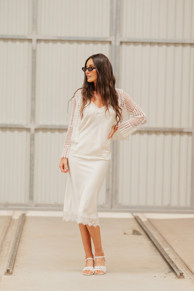 VELYRA longue jupe écru