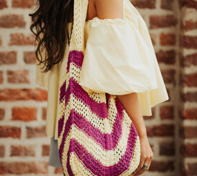 NORLYA sac en crochet jaune/mauve