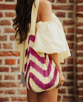 NORLYA sac en crochet jaune/mauve