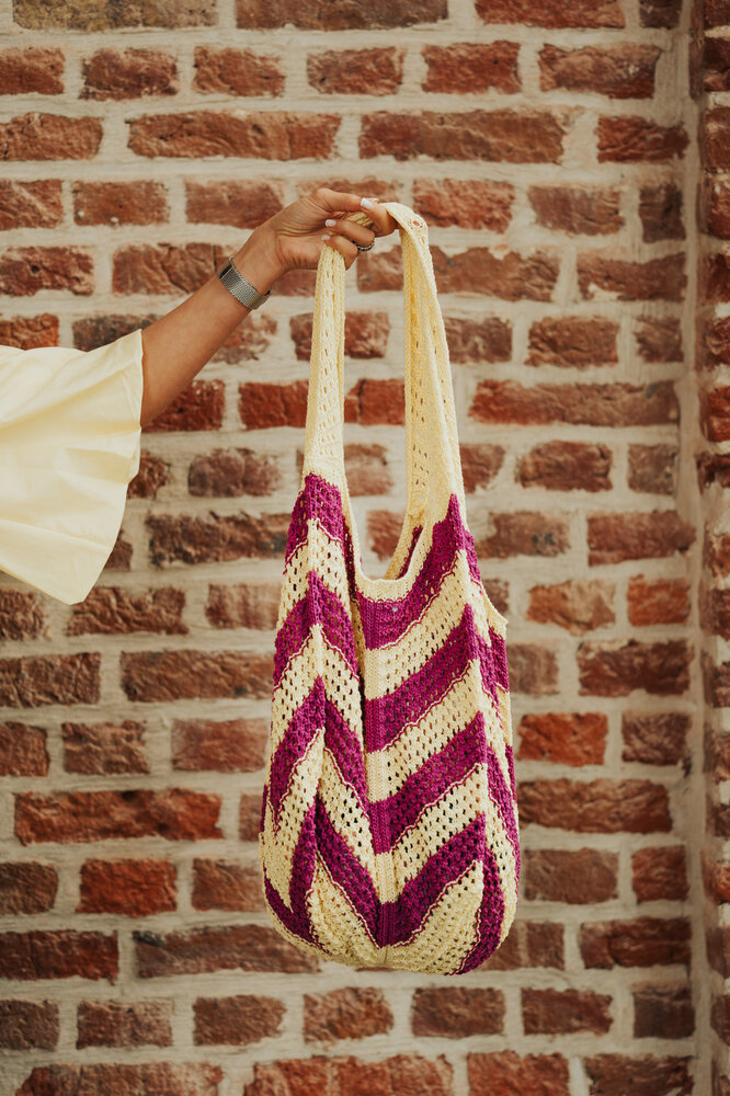 NORLYA sac en crochet jaune/mauve NORLYA sac en crochet jaune/mauve