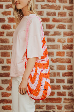 NORLYA sac en crochet rose/rouge