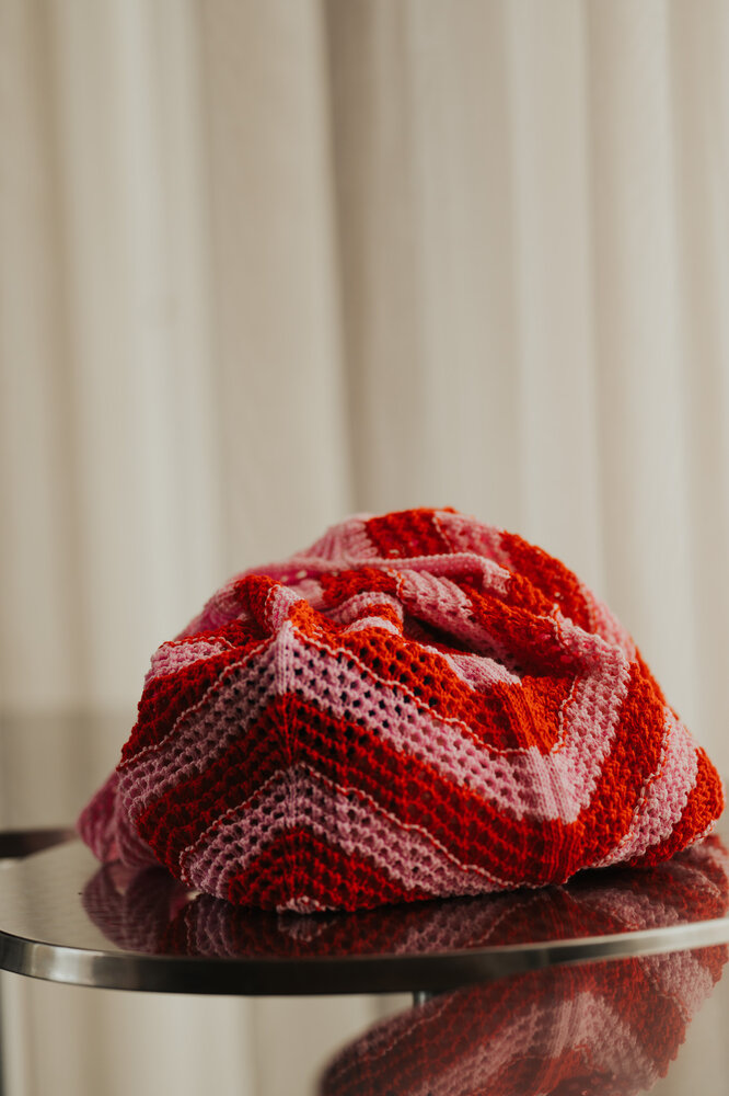 NORLYA sac en crochet rose/rouge