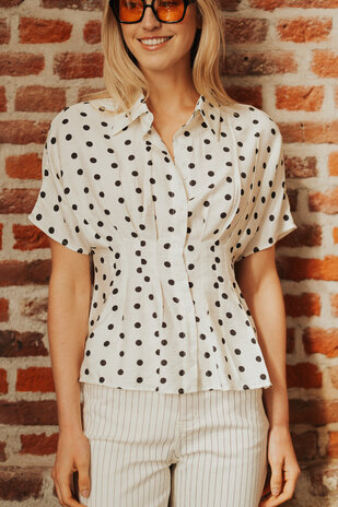 VIRELA chemise à pois blanc