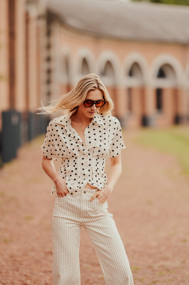 VIRELA chemise à pois blanc