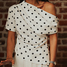 SELVORA blouse à pois blanc