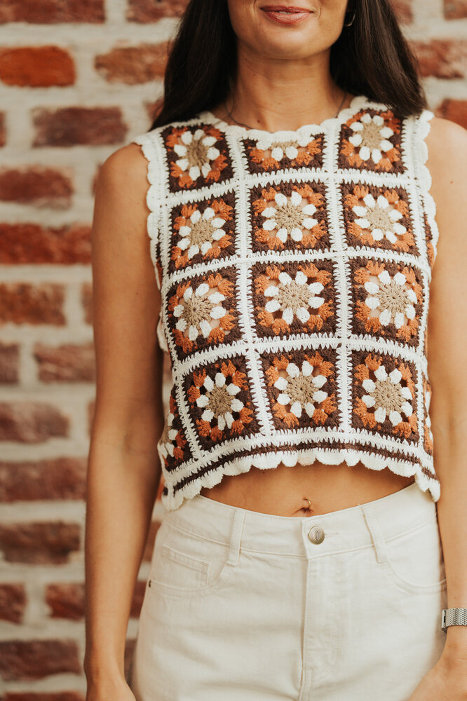 MIRELYA top en crochet marron MIRELYA top en crochet marron