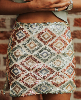 AVYA jupe à sequins beige