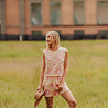 ROSALIE top crochet écru & rose ROSALIE top crochet écru & rose