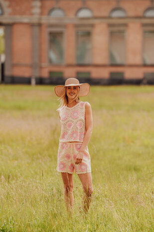 ROSALIE short crochet écru & rose ROSALIE short crochet écru & rose