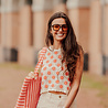 NAELIA top en crochet écru rouge