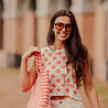 NAELIA top en crochet écru rouge