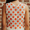 NAELIA top en crochet écru rouge