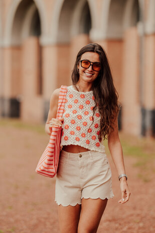 FLEUR short jean taupe