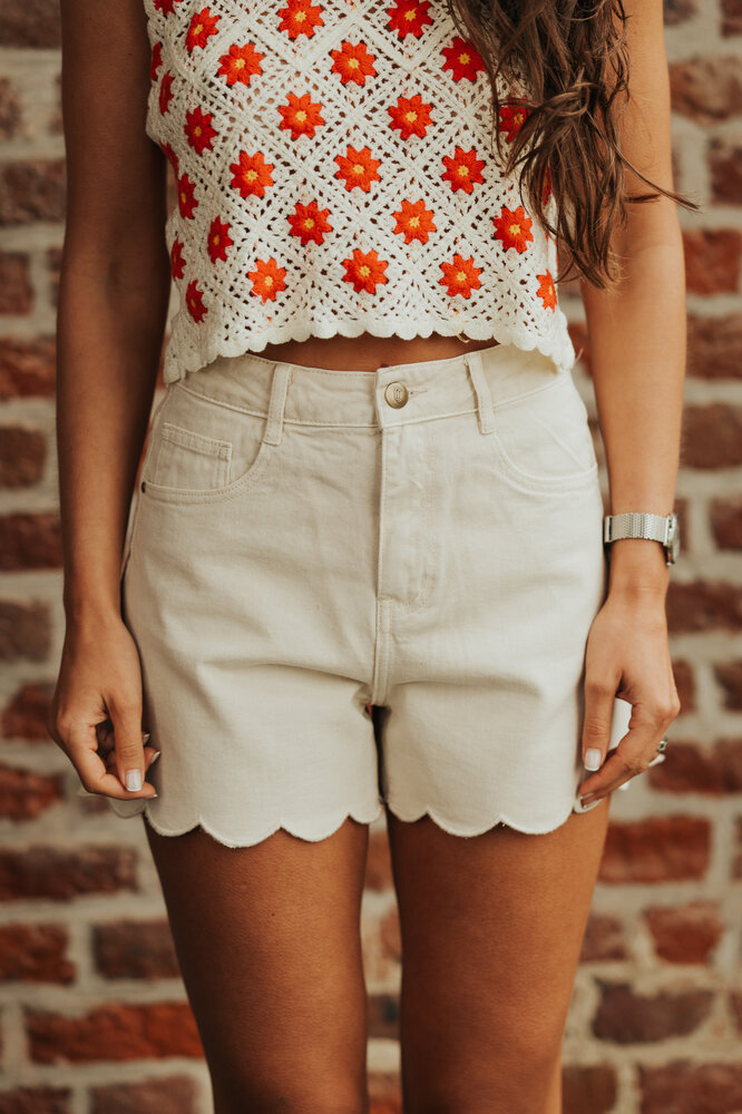 FLEUR short jean taupe