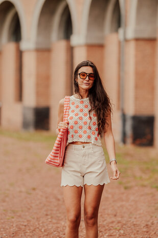 FLEUR short jean taupe