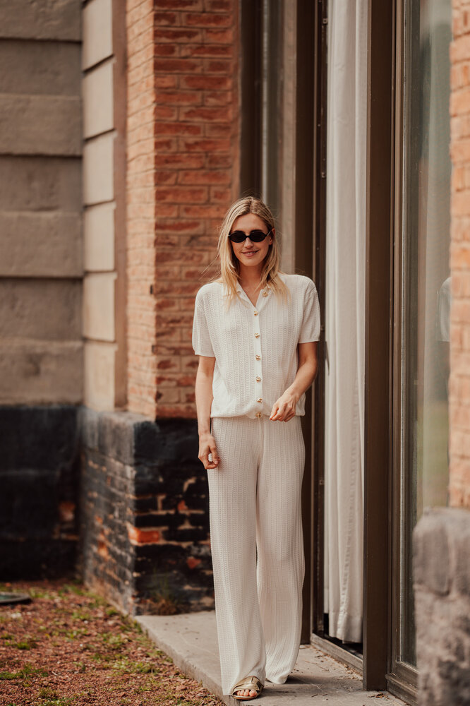 KYRELA pantalon en maille blanc KYRELA pantalon en maille blanc