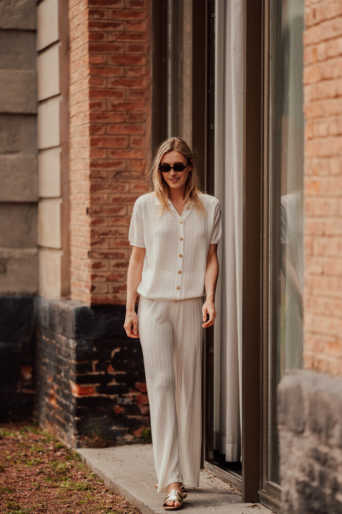 KYRELA pantalon en maille blanc KYRELA pantalon en maille blanc