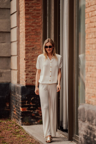 KYRELA pantalon en maille blanc KYRELA pantalon en maille blanc