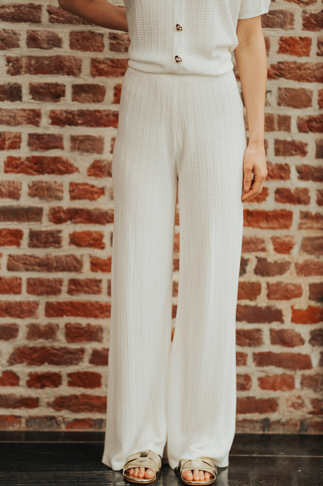 KYRELA pantalon en maille blanc KYRELA pantalon en maille blanc